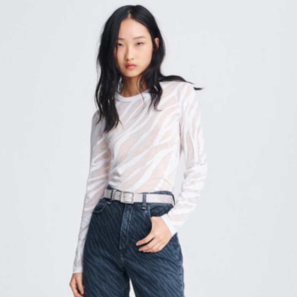 RAG & BONE VALENCIA ZEBRA BURNOUT TOP